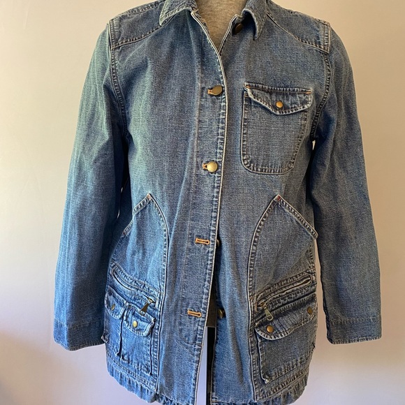 Vintage Denim Chore Coat by Lauren Jeans Company for Ralph Lauren. Women’s Med. - Picture 3 of 11